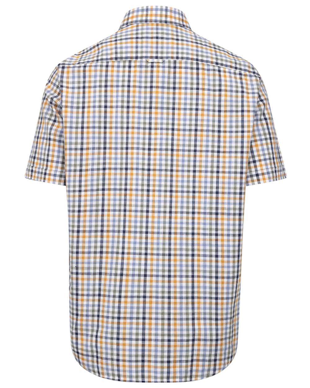Blue Basil Gold coloured Hoggs of Fife Aberdour Short Sleeve Shirt on white background #colour_blue-basil-gold