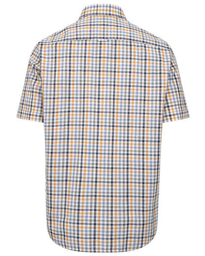 Blue Basil Gold coloured Hoggs of Fife Aberdour Short Sleeve Shirt on white background #colour_blue-basil-gold