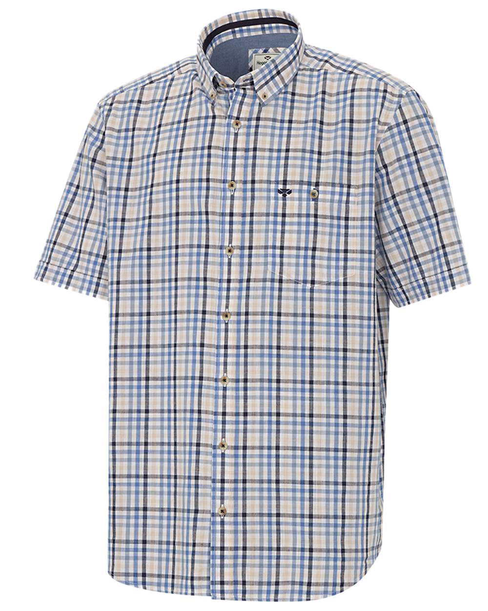 Blue Corn Coloured Hoggs of Fife Aberdour Short Sleeve Shirt on white background #colour_blue-corn