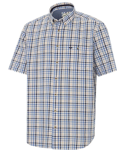 Blue Corn Coloured Hoggs of Fife Aberdour Short Sleeve Shirt on white background #colour_blue-corn