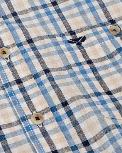 Blue Corn Coloured Hoggs of Fife Aberdour Short Sleeve Shirt on white background #colour_blue-corn