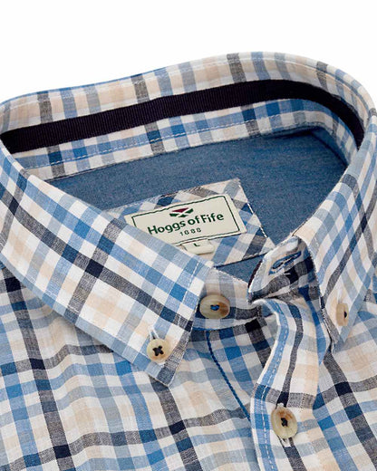 Blue Corn Coloured Hoggs of Fife Aberdour Short Sleeve Shirt on white background #colour_blue-corn