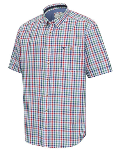 Green Red Coloured Hoggs of Fife Aberdour Short Sleeve Shirt on white background #colour_green-red