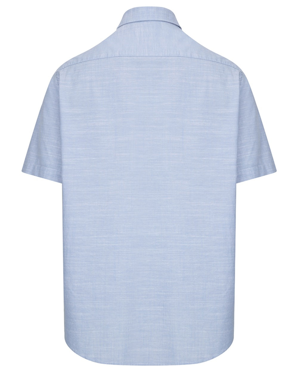 Plain Blue coloured Hoggs of Fife Aberdour Short Sleeve Shirt on white background #colour_plain-blue