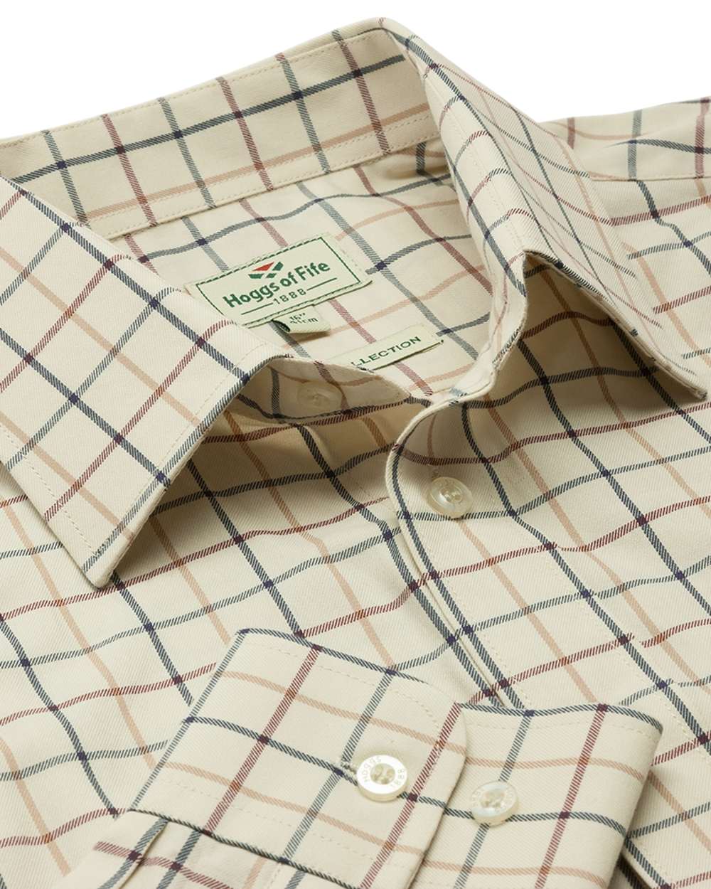 Ivory Tattersall Coloured Hoggs of Fife Ambassador Tattersall Shirt on white background #colour_ivory-tattersall