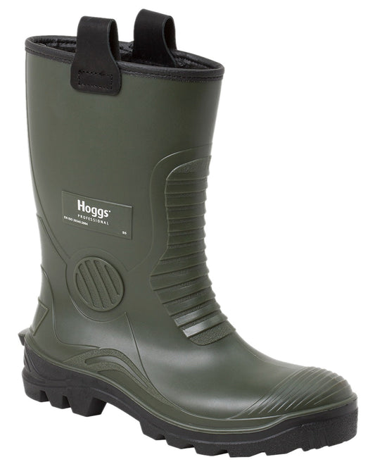 Green Coloured Hoggs of Fife Aqua Tuff Safety Rigger Wellingtons on white background #colour_green