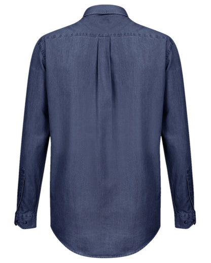 Dark Wash Coloured Hoggs of Fife Archerfield Denim Shirt on white background #colour_dark-wash
