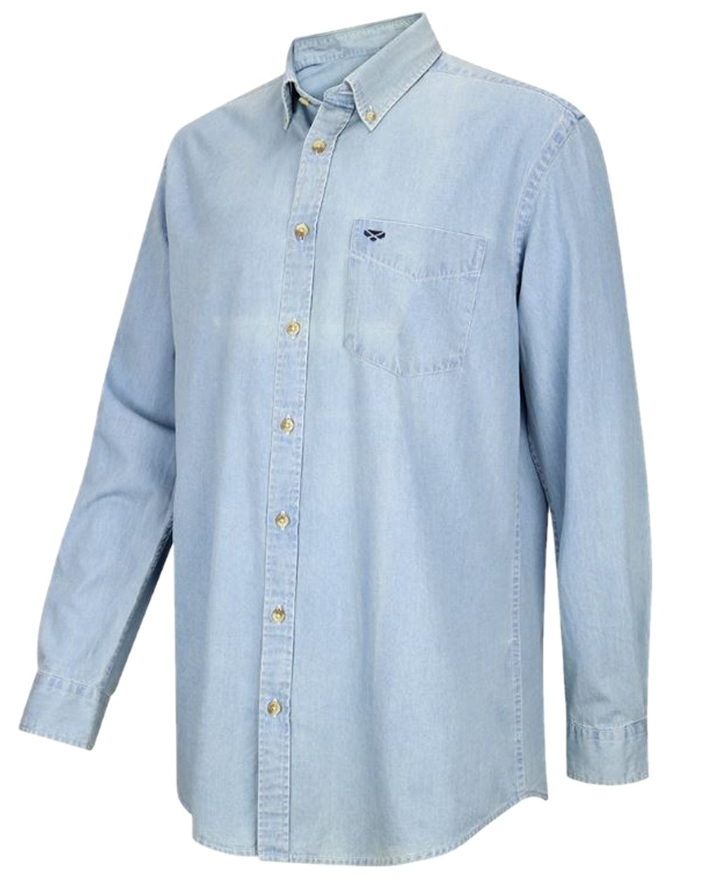 Light Blue Coloured Hoggs of Fife Archerfield Denim Shirt on white background #colour_light-blue