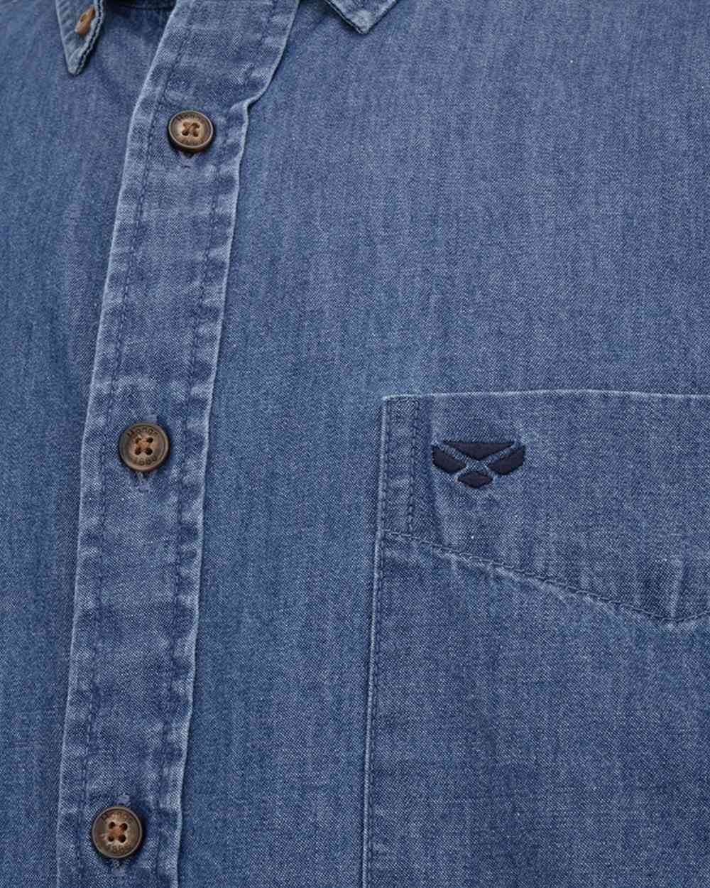 Mid Blue Wash coloured Hoggs of Fife Archerfield Denim Shirt on white background #colour_mid-blue-wash