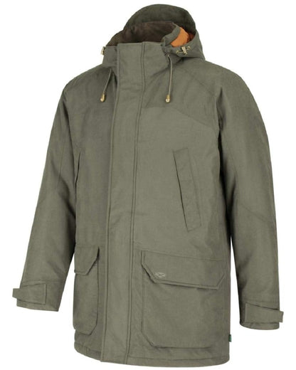 Olive Coloured Hoggs of Fife Argyll Waterproof Parka on white background #colour_olive