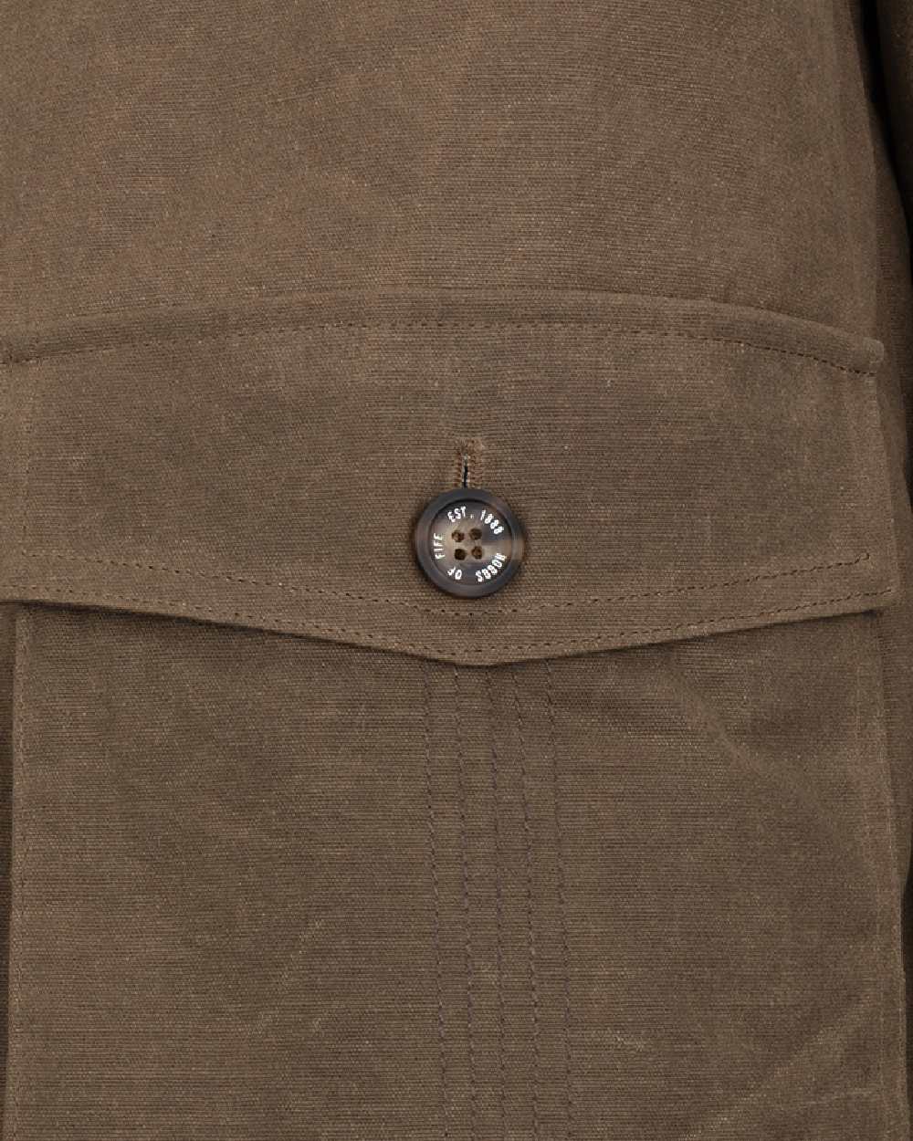 Rock Coloured Hoggs of Fife Balerno Waxed Canvas Barn Coat on white background #colour_rock