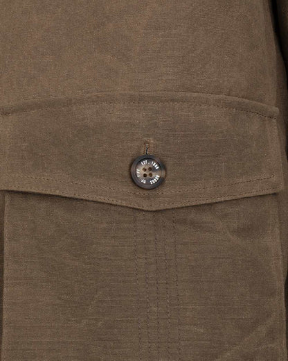 Rock Coloured Hoggs of Fife Balerno Waxed Canvas Barn Coat on white background #colour_rock