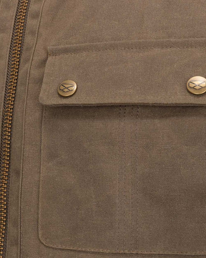 Rock Coloured Hoggs of Fife Balfour Waxed Canvas Gilet on white background #colour_rock
