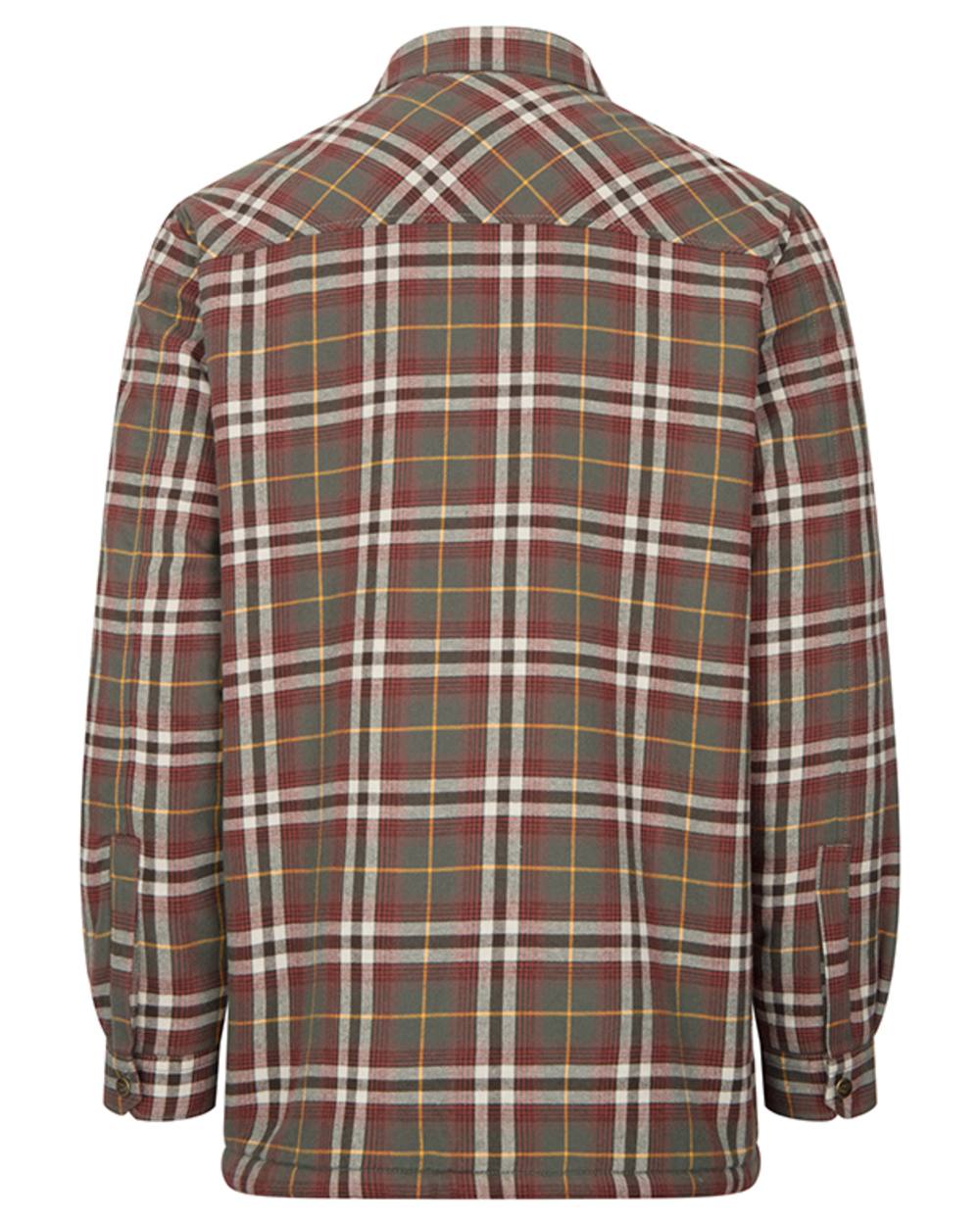 Rust Check Coloured Hoggs of Fife Brunton Fleece Shacket on white background #colour_rust-check