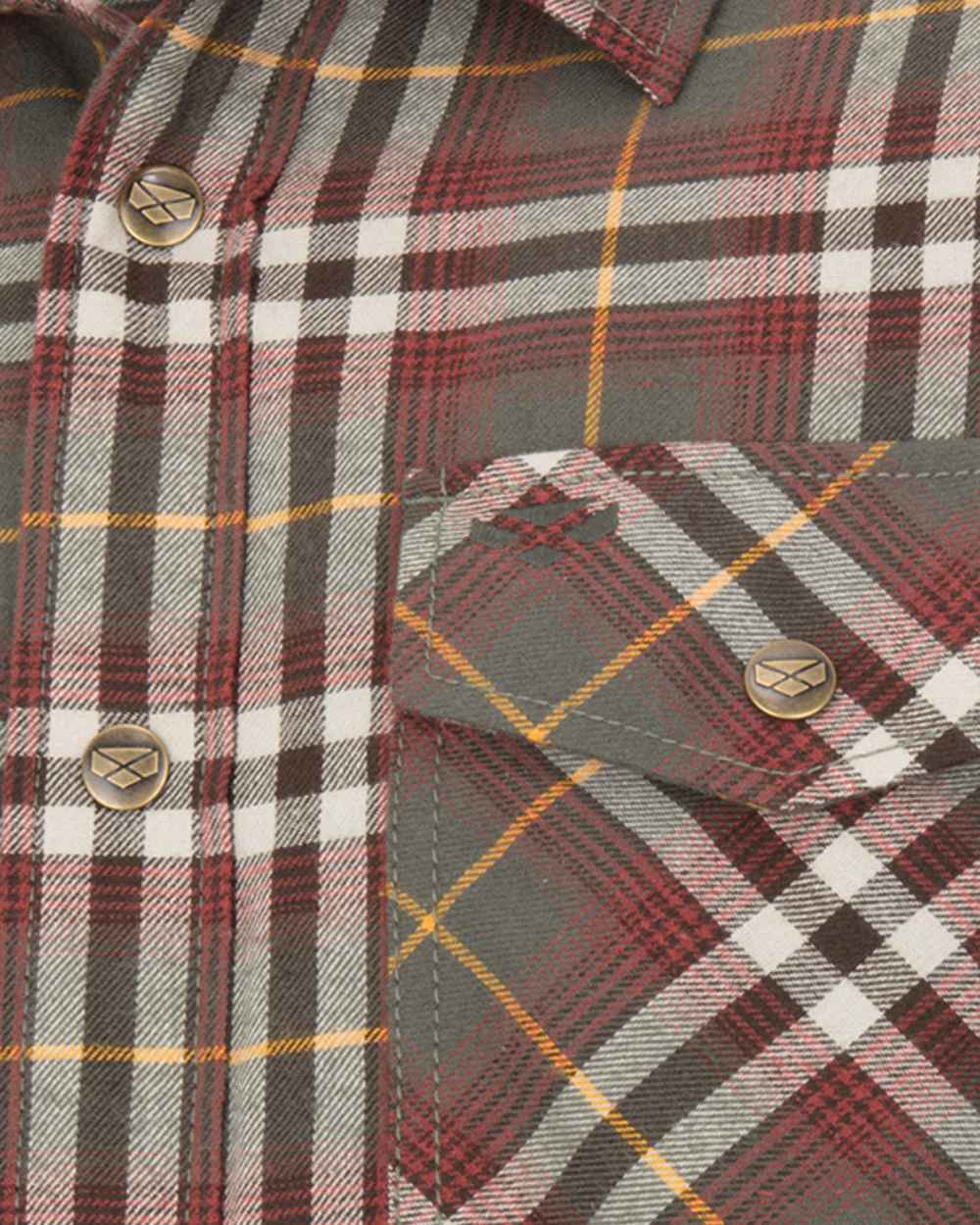 Rust Check Coloured Hoggs of Fife Brunton Fleece Shacket on white background #colour_rust-check