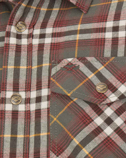 Rust Check Coloured Hoggs of Fife Brunton Fleece Shacket on white background #colour_rust-check