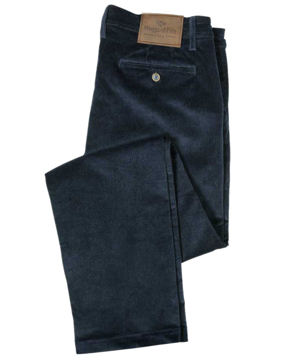 Marine Coloured Hoggs of Fife Cairnie Comfort Stretch Cord Trousers on white background #colour_marine