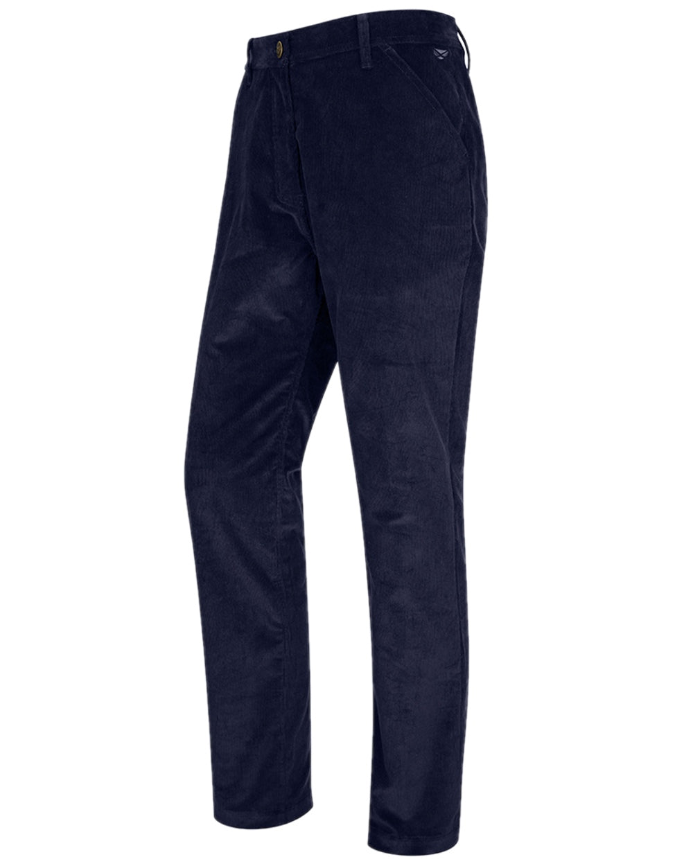 Marine Coloured Hoggs of Fife Cairnie Comfort Stretch Cord Trousers on white background #colour_marine