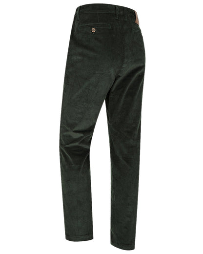Racing Green Coloured Hoggs of Fife Cairnie Comfort Stretch Cord Trousers on white background #colour_racing-green
