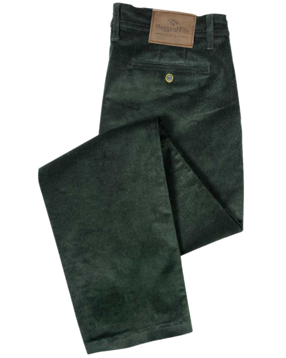 Racing Green Coloured Hoggs of Fife Cairnie Comfort Stretch Cord Trousers on white background #colour_racing-green