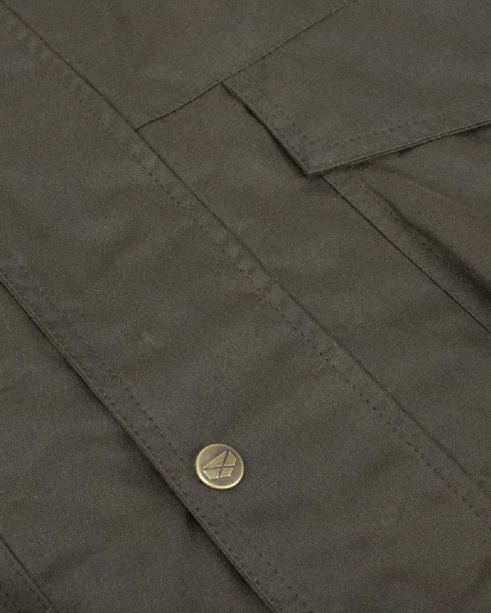 Olive Coloured Hoggs of Fife Caledonia Waxed Jacket on white background #colour_olive