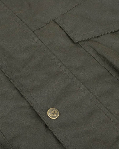 Olive Coloured Hoggs of Fife Caledonia Waxed Jacket on white background #colour_olive