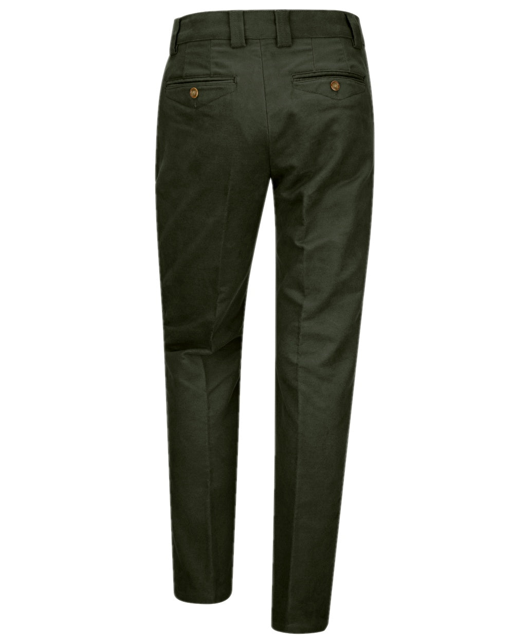 Dark Olive Coloured Hoggs of Fife Carrick Stretch Technical Moleskin Trousers on white background #colour_dark-olive