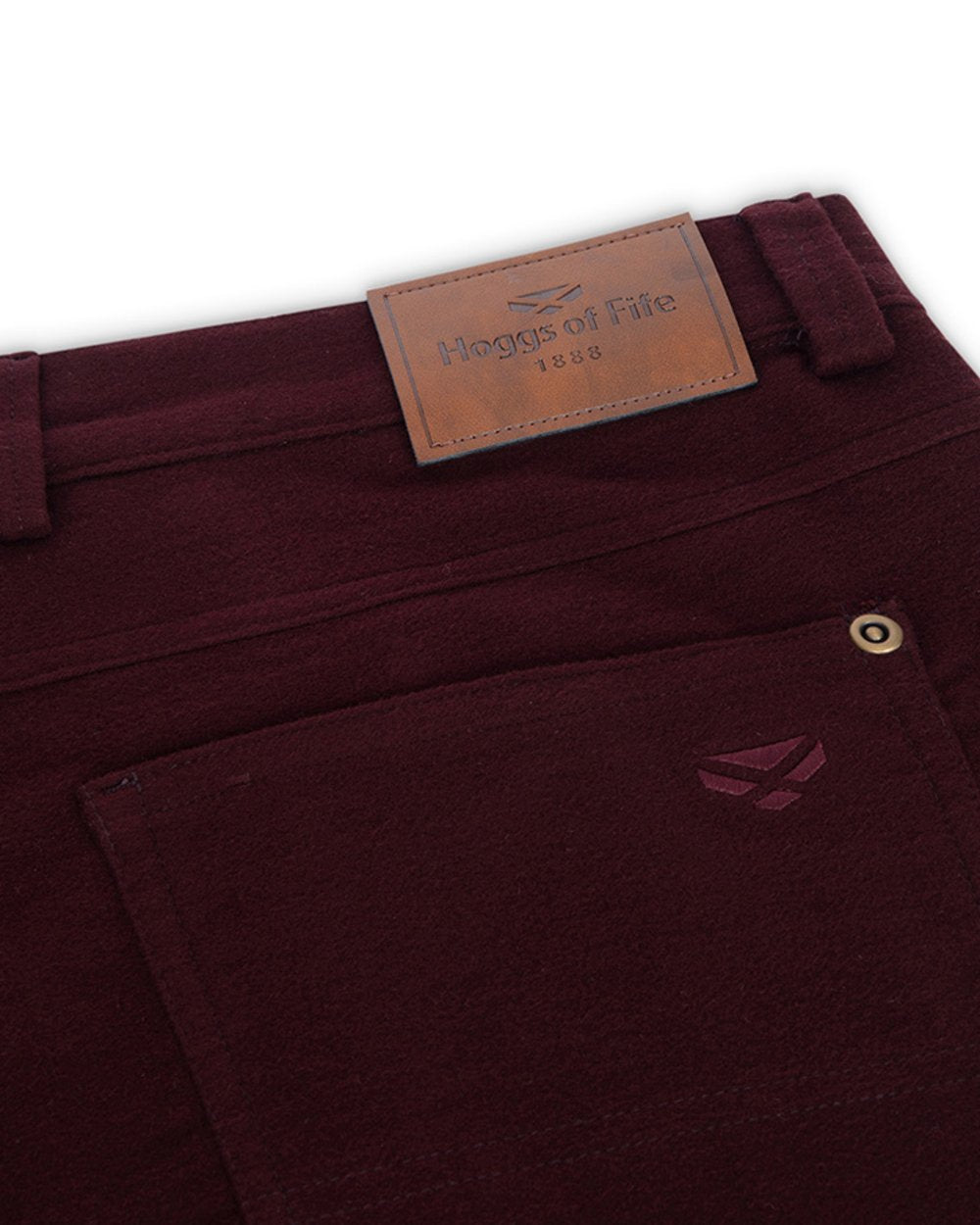 Malbec Coloured Hoggs of Fife Carrick Stretch Technical Moleskin Trousers on white background #colour_malbec