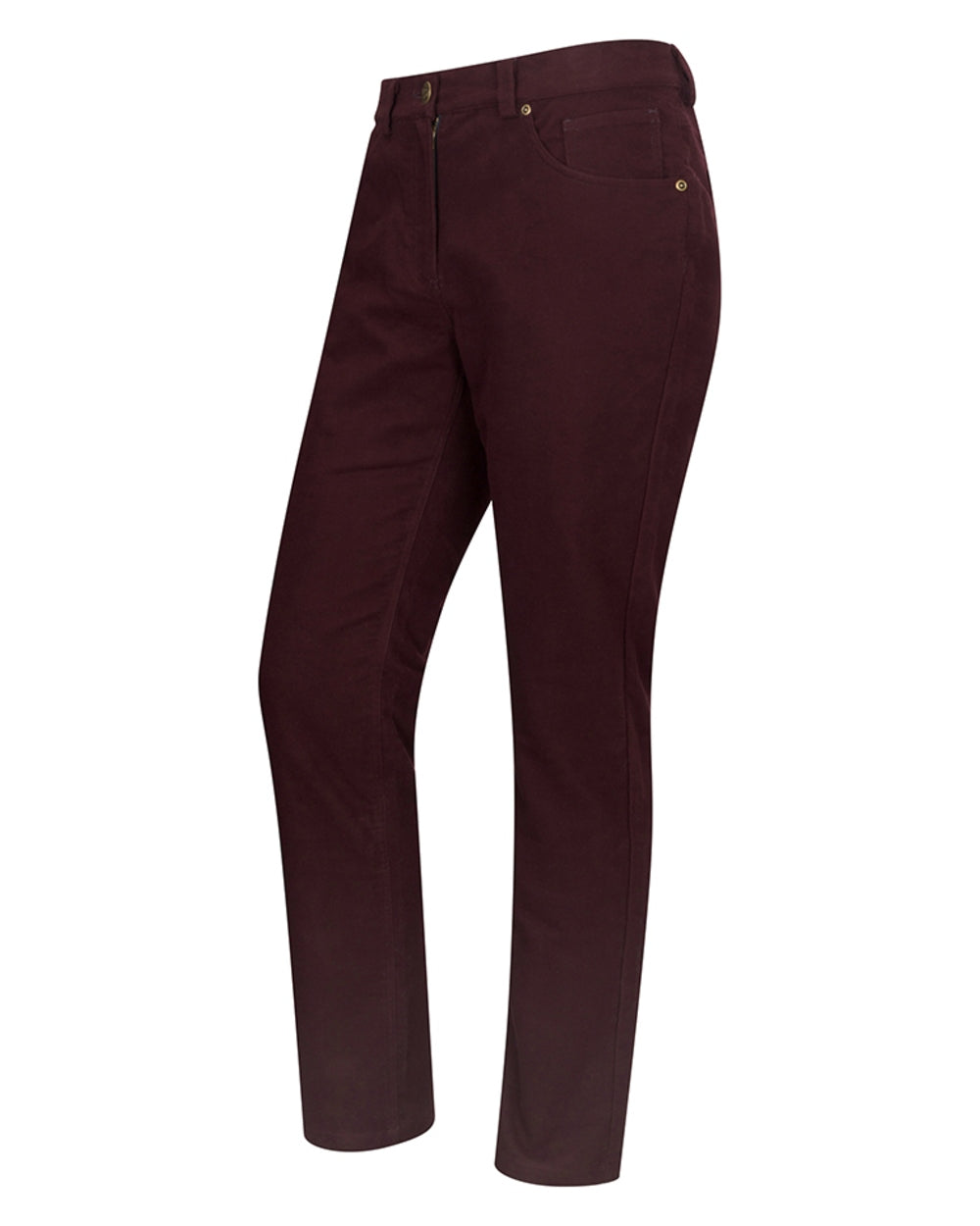 Malbec Coloured Hoggs of Fife Carrick Stretch Technical Moleskin Trousers on white background #colour_malbec