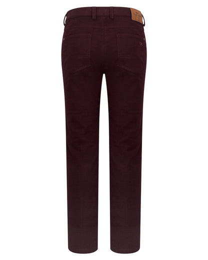 Malbec Coloured Hoggs of Fife Carrick Stretch Technical Moleskin Trousers on white background #colour_malbec