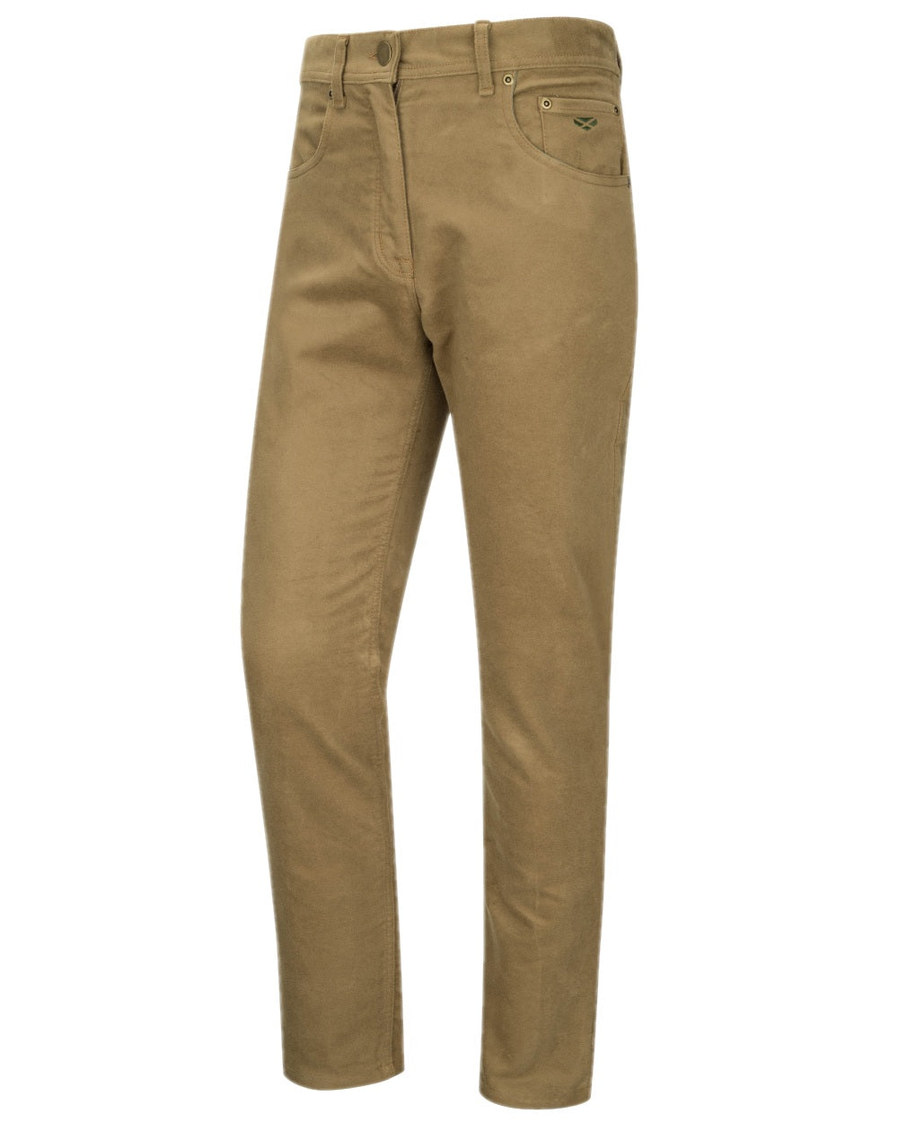 Dried Moss Coloured Hoggs of Fife Carrick Technical Stretch Moleskin Jeans on white background #colour_dried-moss