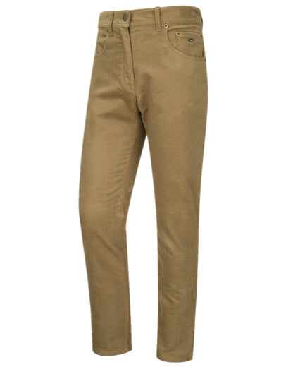 Dried Moss Coloured Hoggs of Fife Carrick Technical Stretch Moleskin Jeans on white background #colour_dried-moss