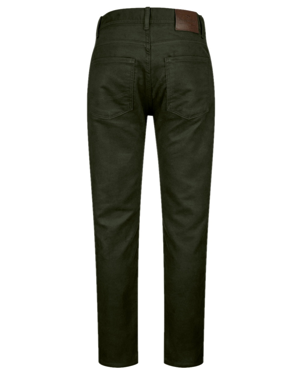 Olive Coloured Hoggs of Fife Carrick Technical Stretch Moleskin Jeans on white background #colour_olive