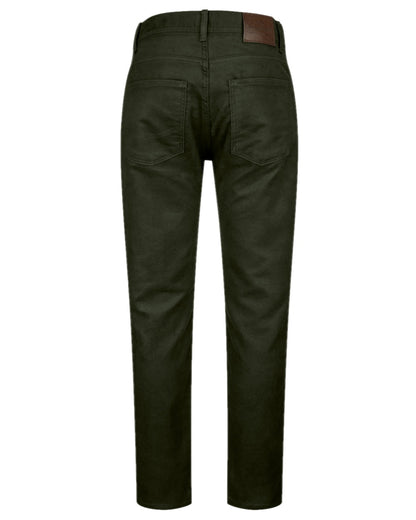 Olive Coloured Hoggs of Fife Carrick Technical Stretch Moleskin Jeans on white background #colour_olive
