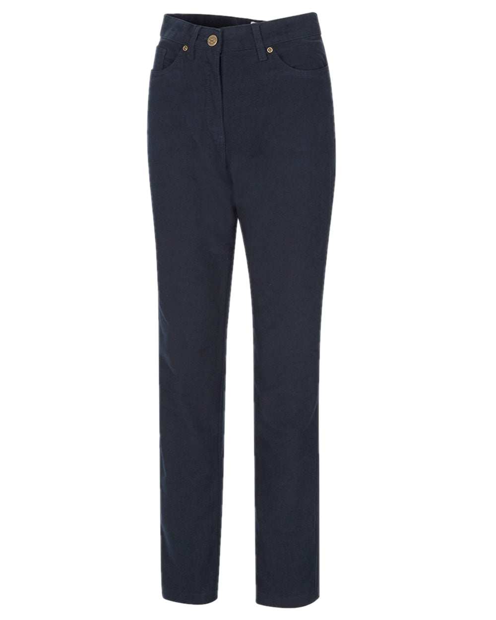Midnight Navy Coloured Hoggs of Fife Catrine Ladies Technical Stretch Moleskin Jeans on white background #colour_midnight-navy