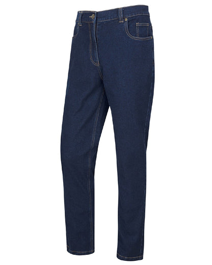 Dark Indigo Coloured Hoggs of Fife Clyde Comfort Denim Jeans on white background #colour_dark-indigo