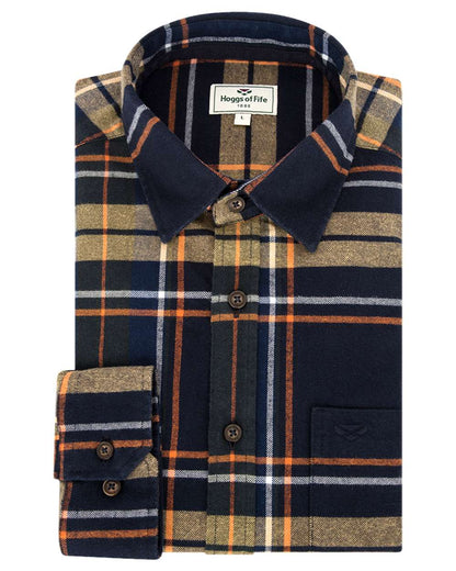 Navy Coloured Hoggs of Fife Coll Cotton Twill Check Shirt on white background #colour_navy