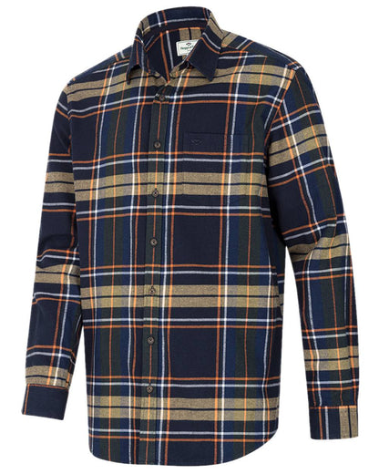 Navy Coloured Hoggs of Fife Coll Cotton Twill Check Shirt on white background #colour_navy