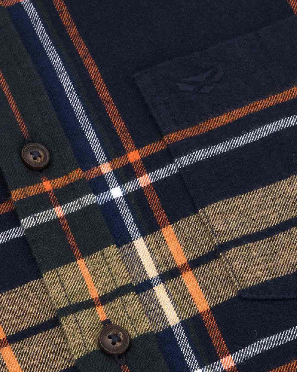 Navy Coloured Hoggs of Fife Coll Cotton Twill Check Shirt on white background #colour_navy