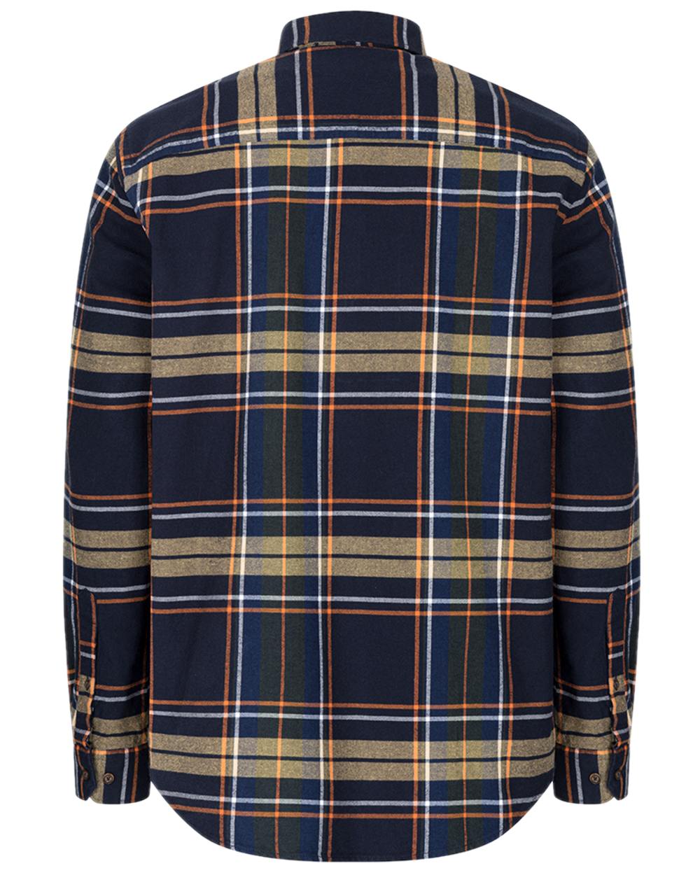Navy Coloured Hoggs of Fife Coll Cotton Twill Check Shirt on white background #colour_navy
