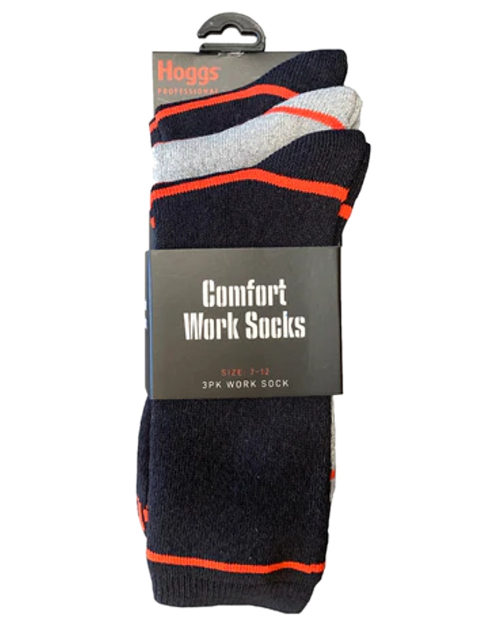 Black Grey Coloured Hoggs of Fife Comfort Cotton Work Socks Triple Pack on white background #colour_black-grey