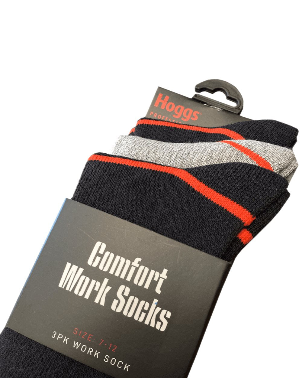 Black Grey Coloured Hoggs of Fife Comfort Cotton Work Socks Triple Pack on white background #colour_black-grey