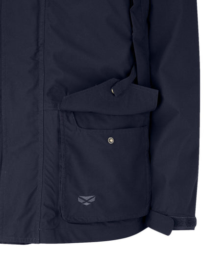 Navy Coloured Hoggs of Fife Culloden Waterproof Field Jacket on white background #colour_navy