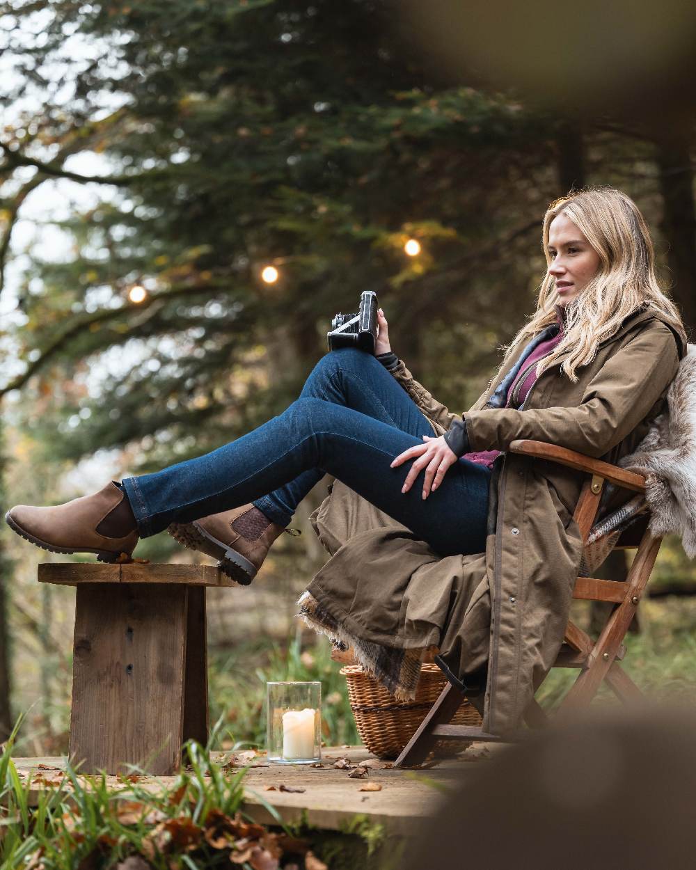 Indigo Coloured Hoggs of Fife Dee Stretch Denim Jeans on outdoor background #colour_indigo