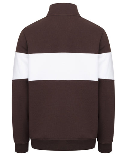 Brown White Brown coloured Hoggs of Fife Dumfries 1888 Mens Quarter Zip Sweatshirt on white background #colour_brown-white-brown