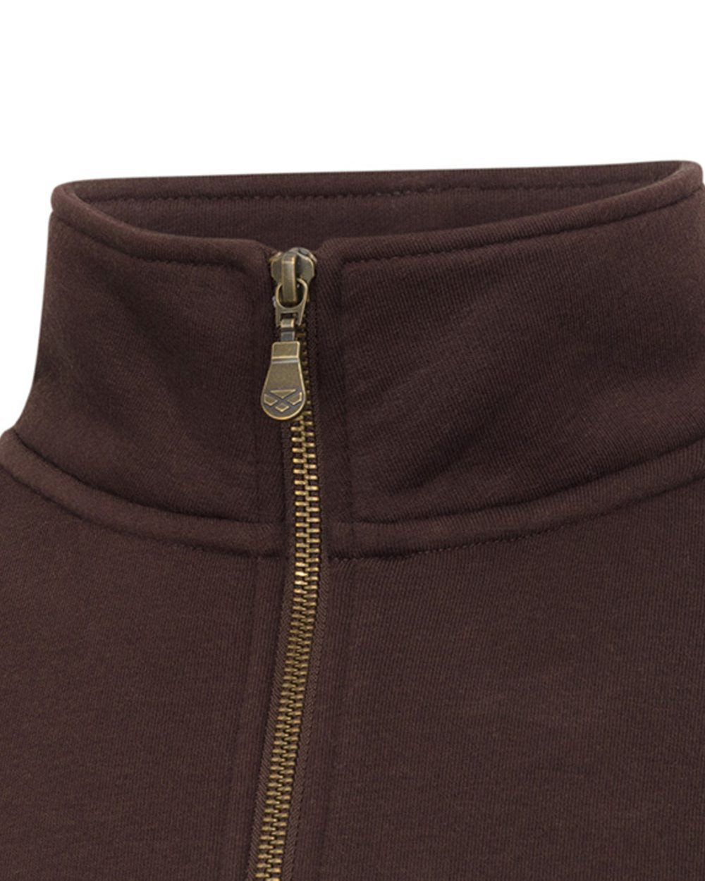 Brown White Brown coloured Hoggs of Fife Dumfries 1888 Mens Quarter Zip Sweatshirt on white background #colour_brown-white-brown
