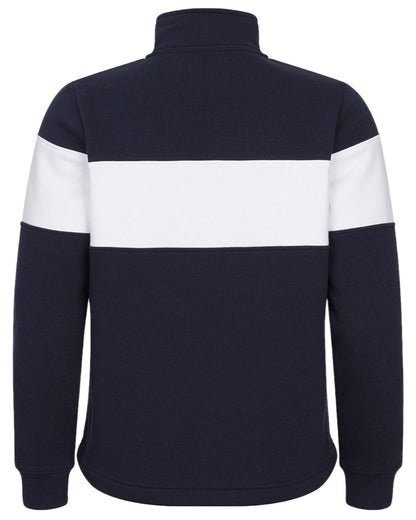 Navy White Coloured Hoggs of Fife Dumfries 1888 Mens Quarter Zip Sweatshirt on white background #colour_navy-white