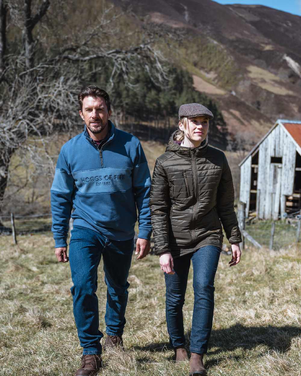 Sea Blue Vintage Blue Coloured Hoggs of Fife Dumfries 1888 Mens Quarter Zip Sweatshirt on mountain background #colour_sea-blue-vintage-blue