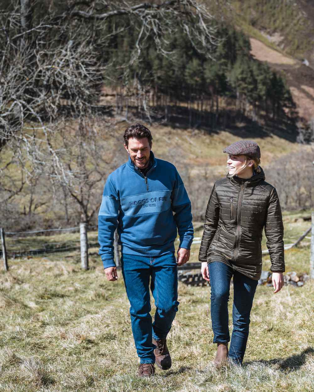 Sea Blue Vintage Blue Coloured Hoggs of Fife Dumfries 1888 Mens Quarter Zip Sweatshirt on mountain background #colour_sea-blue-vintage-blue