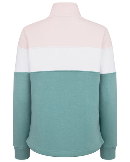 Mineral Blue Pink coloured Hoggs of Fife Dumfries 1888 Womens Quarter Zip Sweatshirt on white background #colour_mineral-blue-pink